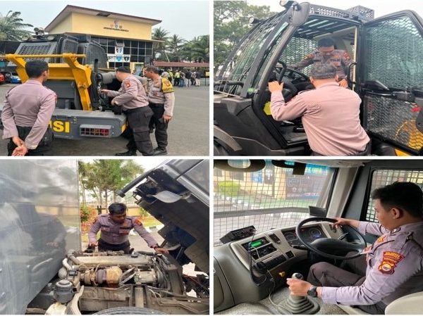 Pastikan Kendaran Dalam Keadaan Prima Jelang Pemilu, Polresta Bengkulu Cek Kendaraan R6, AWC dan Buldozer