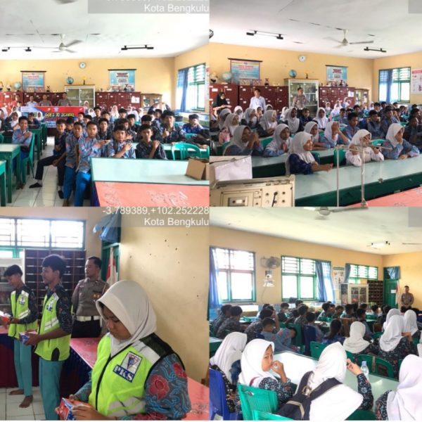 Police Goes to School, Satlantas Polresta Bengkulu Sambangi SMPN 18 Koata Bengkulu Sosialisasikan Tertib Berlalu Lintas￼