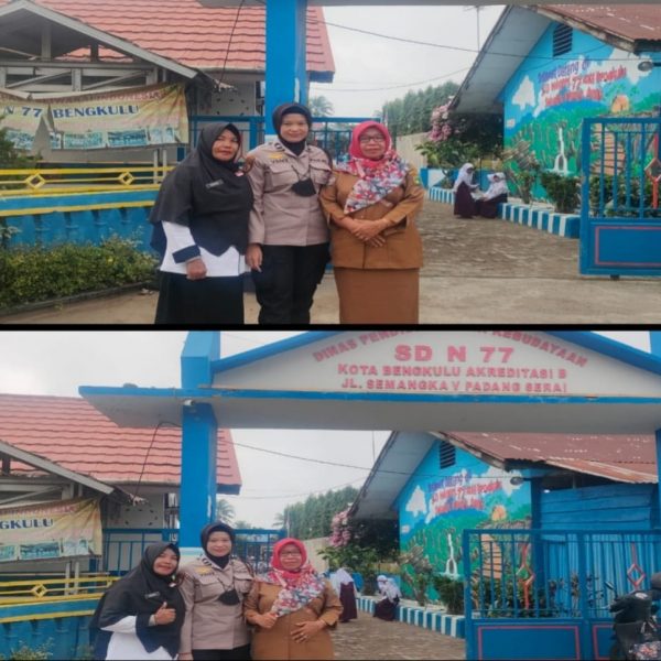 Sampaikan Imbauan, Bhabinkamtibmas Padang Serai Sambang Silahturahmi di SDN 77 Kota Bengkulu￼