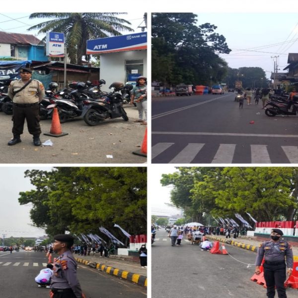 Personel Sat Samapta Polresta Bengkulu Laksanakan Pengamanan Jalan Sehat￼