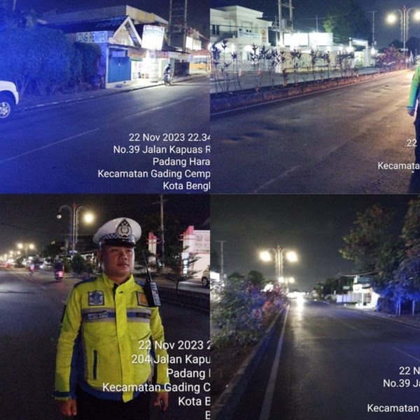 Cegah Aksi Bali dan Pantau Arus Lalin, Sat Lantas Polrseta Bengkulu Patroli Blue Light￼