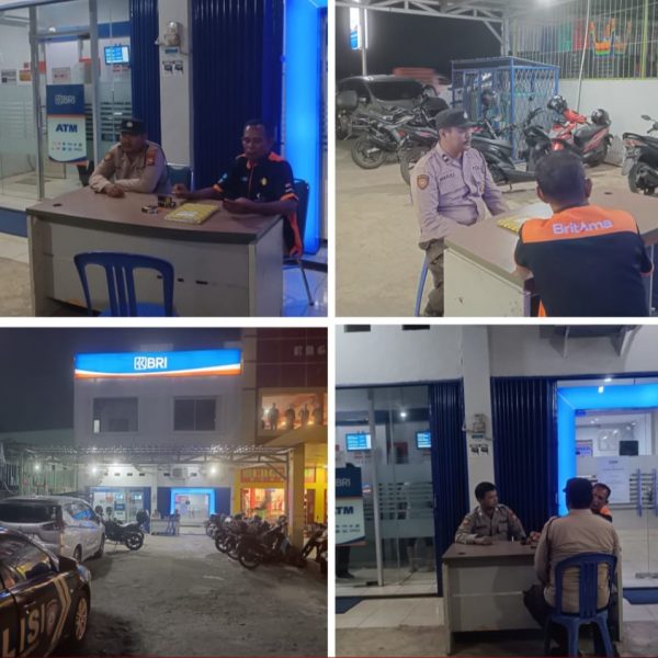 Patroli Malam Hari, Personel Polsek Muara Bangkahulu Sambangi Kantor BRI Unit Rawa Makmur￼