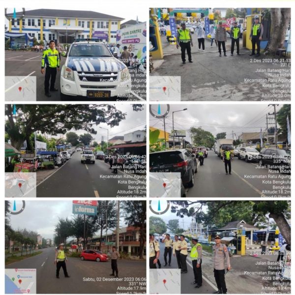 Sat Lantas Polresta Bengukulu Gatur Lalin Kegiatan Jalan Santai Hari Bakti PU ke-78