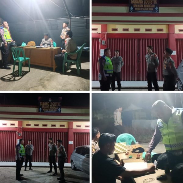 Personel Polsek Muara Bangkahulu Patroli di Gudang Logistik KPUD Kota Bengkulu