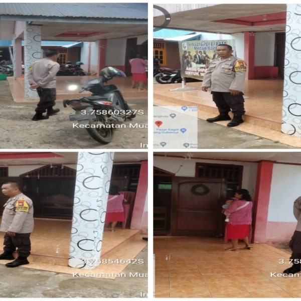 Berikan Pengamanan, Polsek Muara Bangkahulu Patroli di Gereja Pante Kosta Medan Baru￼