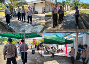 Personel Sat Samapta Polresta Bengkulu Lakukan Pengamanan Turnamen Volley Ball Club Emak Emak Ceria Cup 2024 se Kota Bengkulu