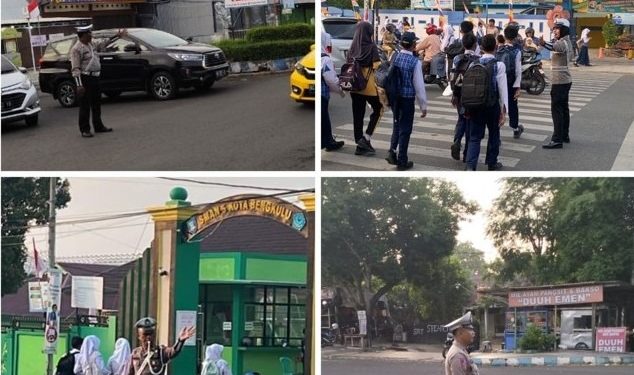 Polresta Bengkulu dan Jajaran, Laksankan Pengamanan Turlalin Pagi di Persimpangan
