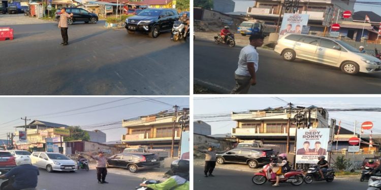 Pengaturan Lalin di Pagi Hari, Personel Polsek Ratu Agung Cegah Kemacetan dan Sampaikan Pesan Kamtibmas