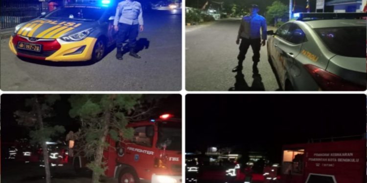 Piket Patroli Polsek Gading Cempaka Datangi dan Cek TKP Kebakaran di SMPN 18 Kota Bengkulu