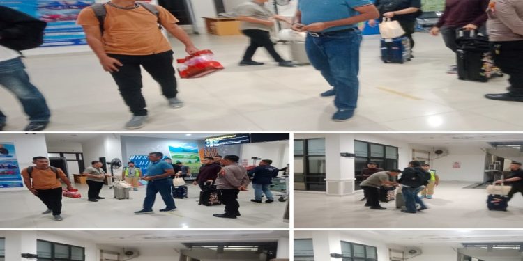 Personel Polsek Selebar Pengamanan dan Monitoring Kedatangan Tim Supervisi Biroprovos Divpropam Mabes Polri di Bandara Fatmawati Soekarno Bengkulu