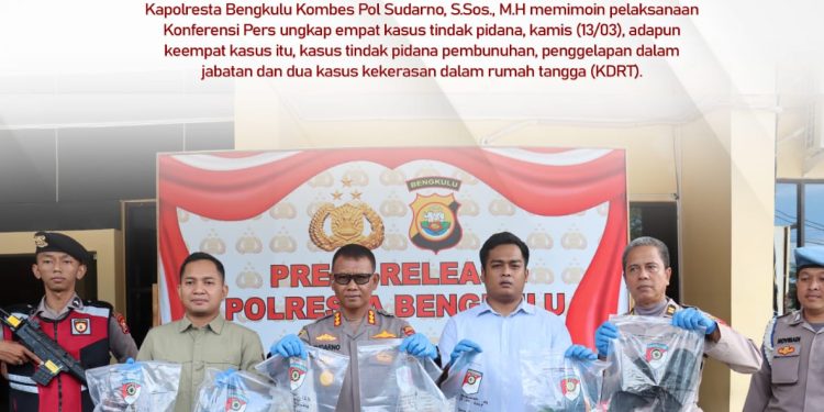 Polresta Bengkulu Laksanakan Konferensi Pers Ungkap 4 Kasus Tindak Pidana